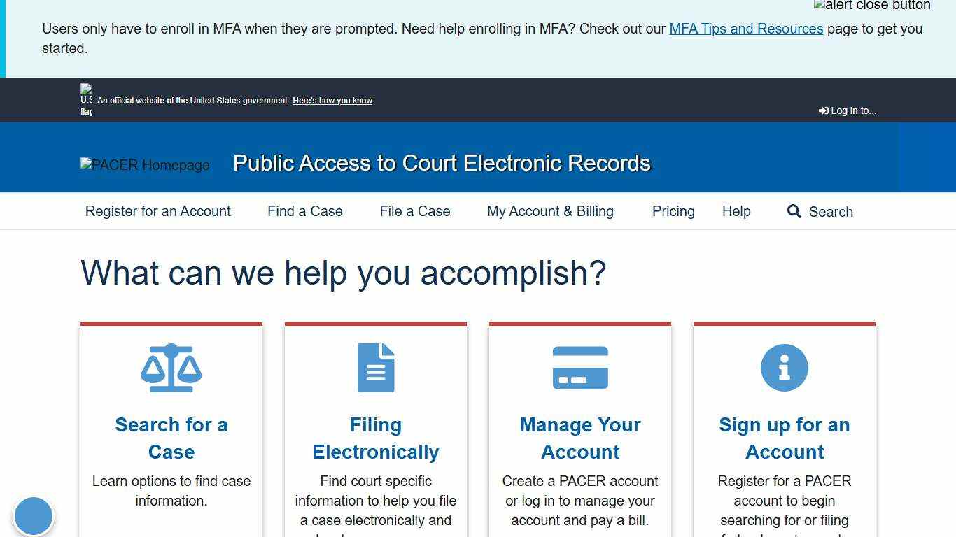 Public Access to Court Electronic Records | PACER: Federal Court Records
